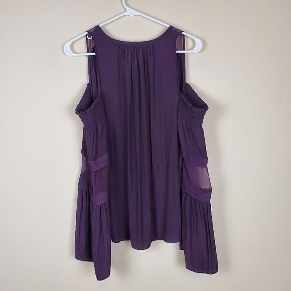 Ramy Brook Purple Faretta Vneck Cold Shoulder Blouse Size Small - Picture 6 of 7